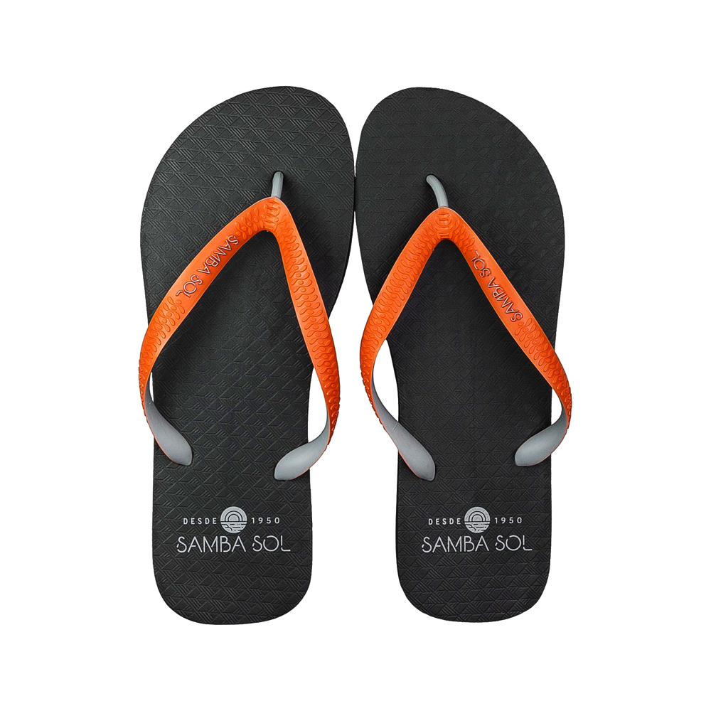 Samba Sol Men’s Beach Collection Flip Flops - Black/Orange/Grey