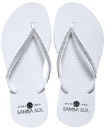 Samba Sol Women's Crystal Collection Flip Flops - Iridescent White