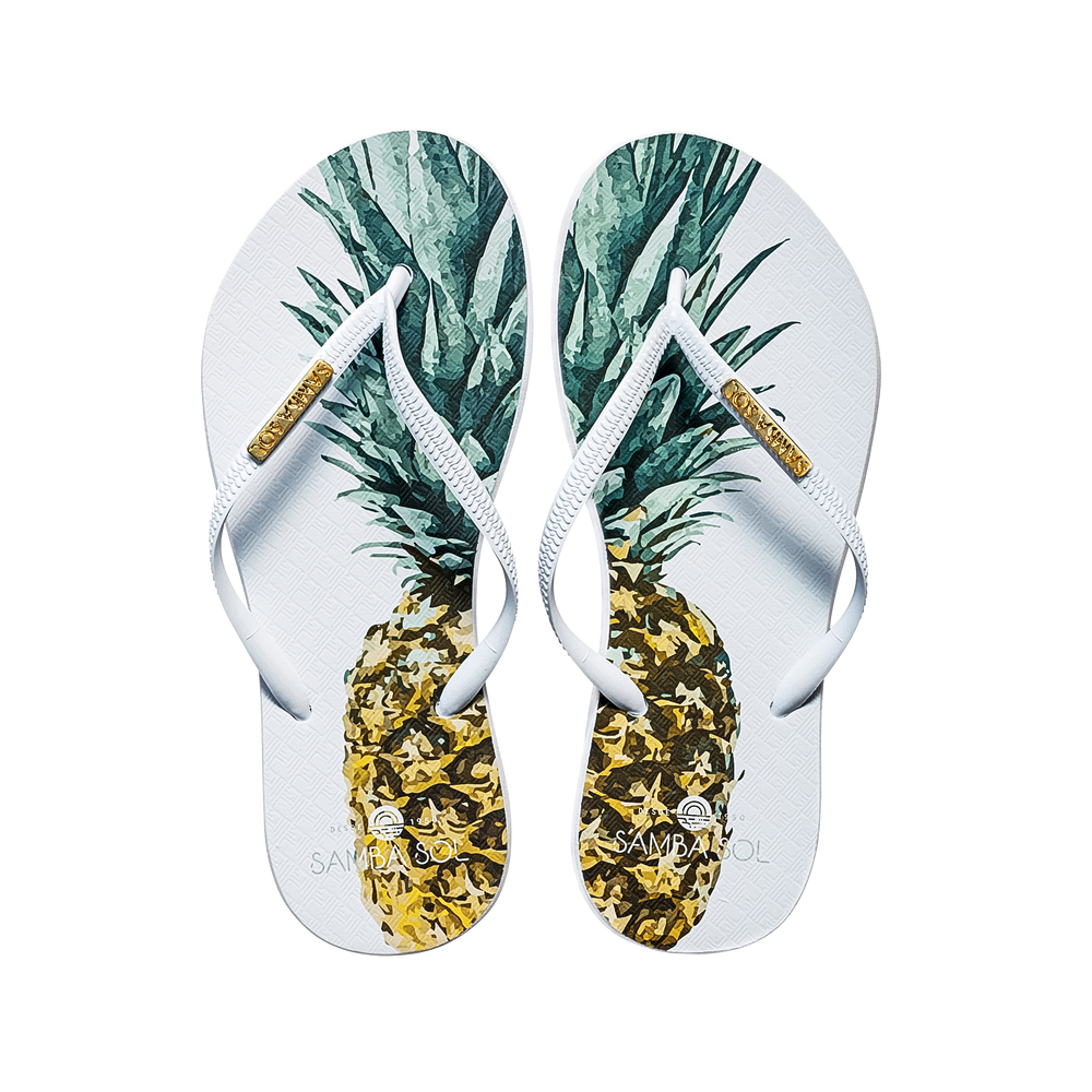 Samba Sol Women’s Fashion Collection Flip Flops - Pineapple White Strap