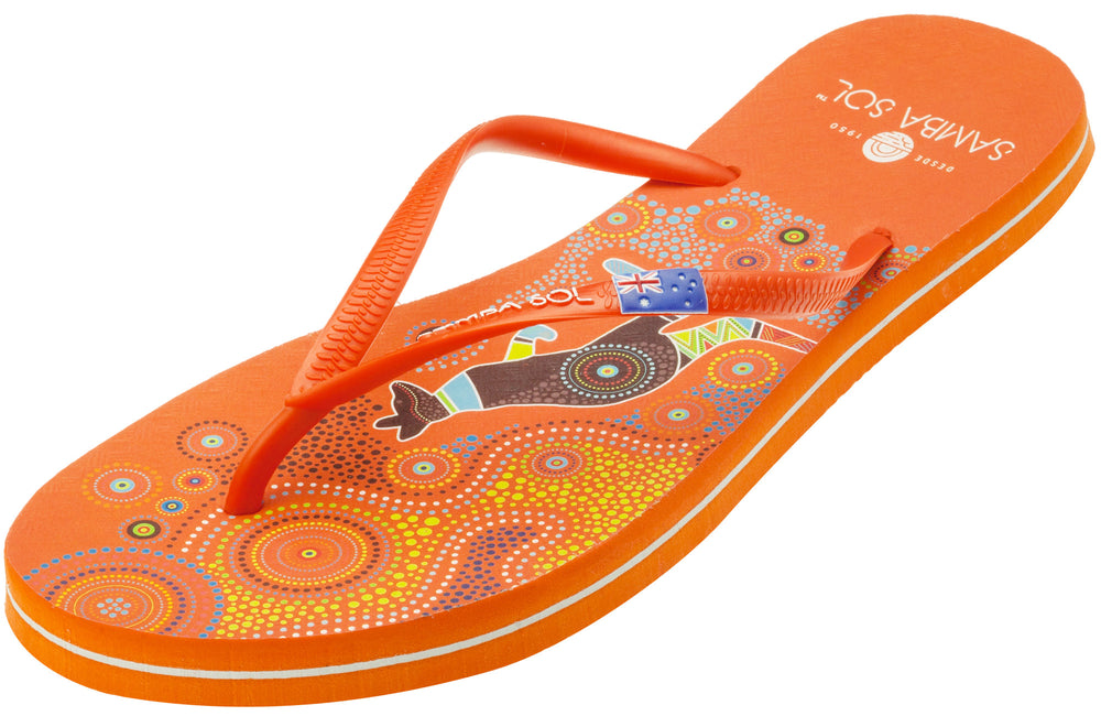 Samba Sol Women's Countries Collection Flip Flop - Australia Orange-Samba Sol