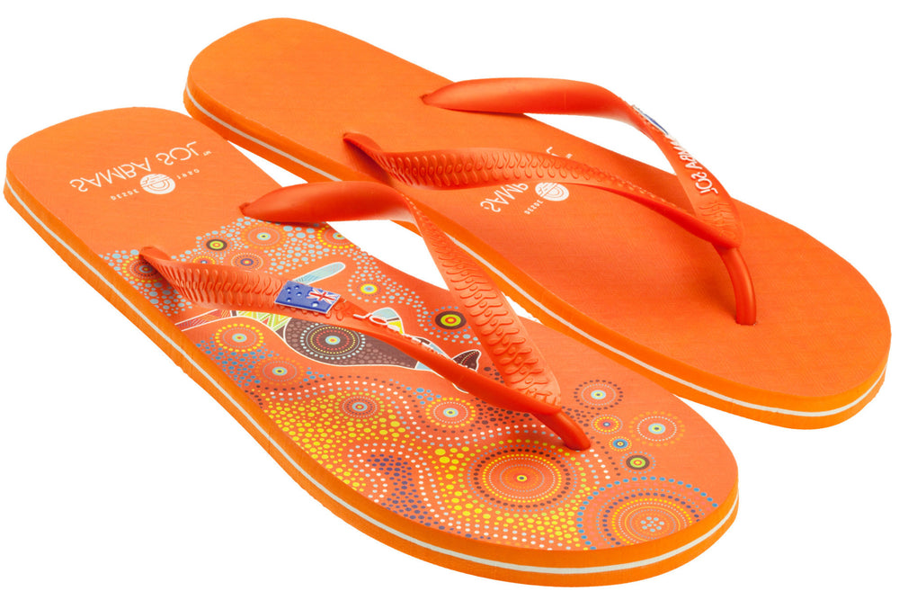 Samba Sol Men's Countries Collection Flip Flops - Australia Orange