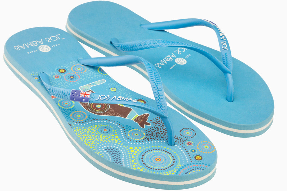 Samba Sol Women's Countries Collection Flip Flops - Australia Blue