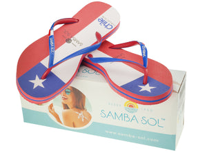 Samba Sol Women's Countries Collection Flip Flops - Chile-Samba Sol