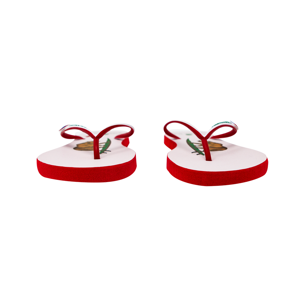 Red and white flip flops sales