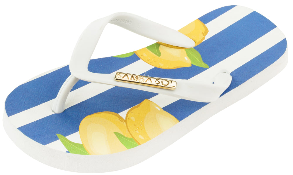 Samba Sol Kid's Fashion Collection Flip Flops - Capri Lemon-Samba Sol
