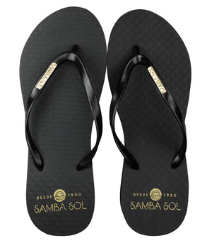 Samba Sol Women's Wedge Collection Flip Flops - Black-Samba Sol