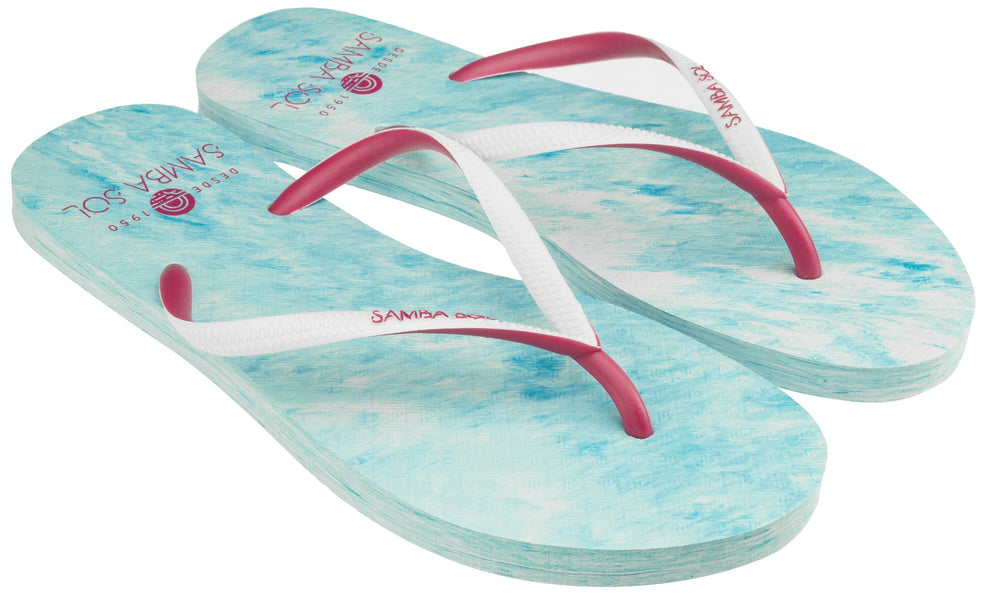 Samba Sol Women’s Beach Collection Flip Flops - Light Pink/Blue-Samba Sol