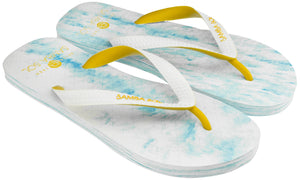 Samba Sol Men’s Beach Collection Flip Flops - Light Blue/Yellow-Samba Sol