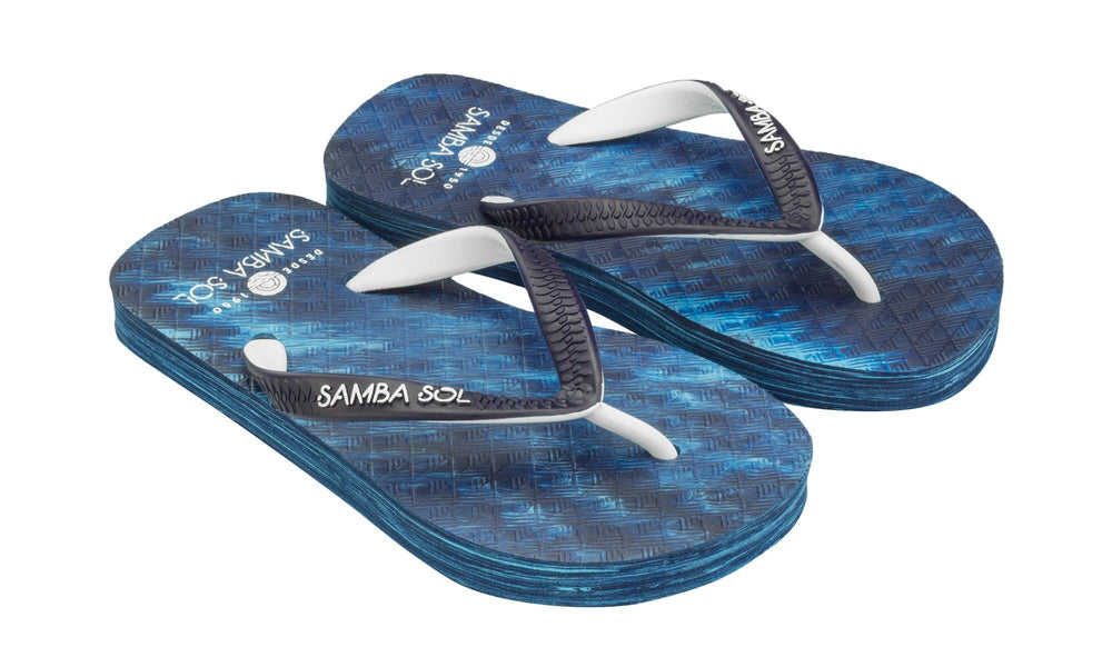 Samba Sol Kid's Beach Collection Flip Flops - Navy/White