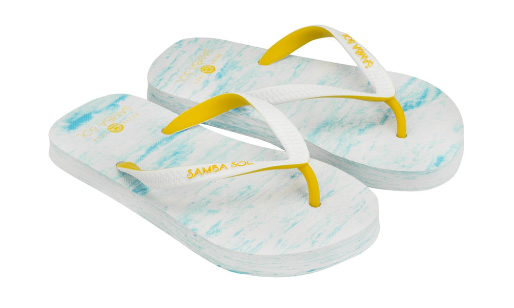 Samba Sol Kid's Beach Collection Flip Flops - Light Blue/Yellow-Samba Sol