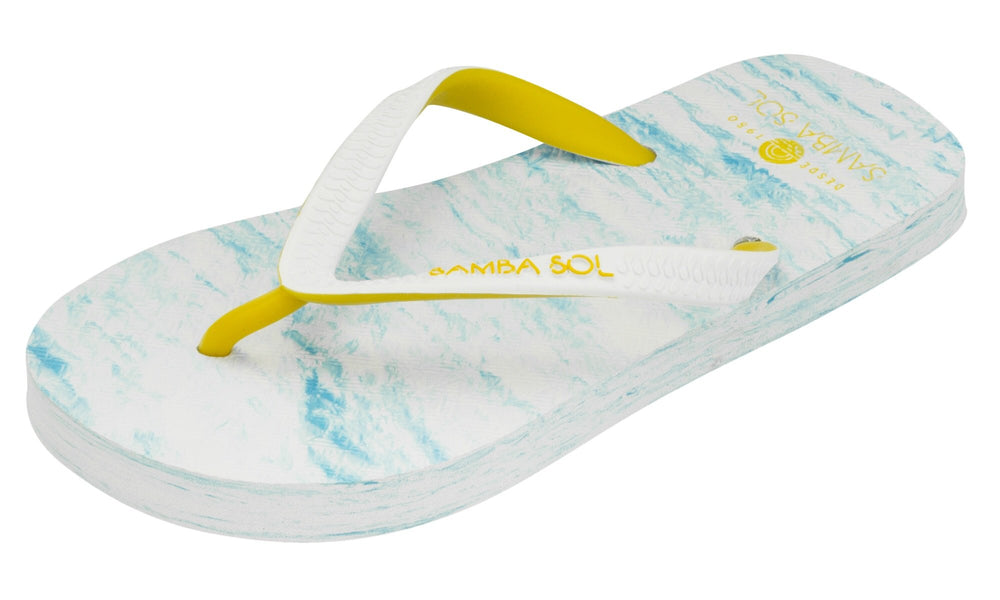 Samba Sol Kid's Beach Collection Flip Flops - Light Blue/Yellow-Samba Sol