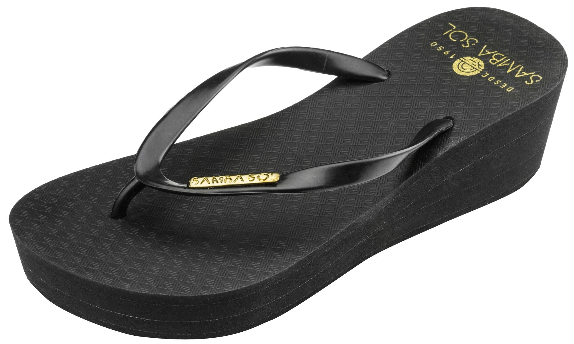 Samba Sol Women's Wedge Collection Black Flip Flop | Samba Sol