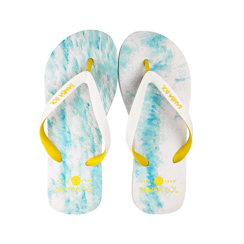 Samba Sol Men’s Beach Collection Flip Flops - Light Blue/Yellow-Samba Sol